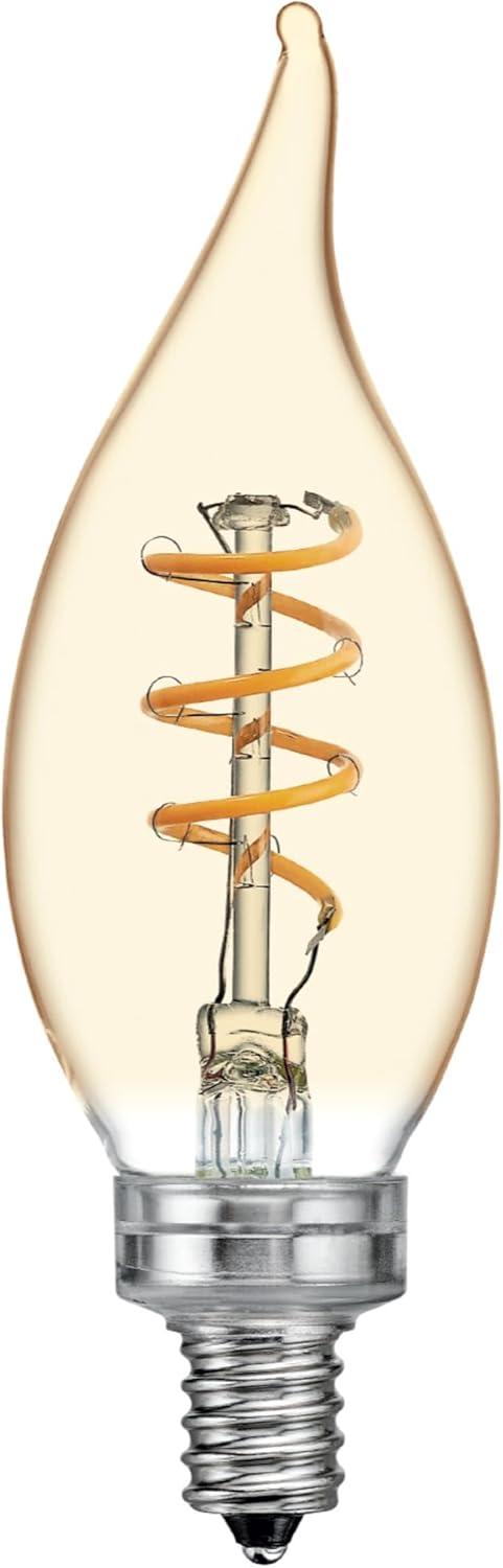 imageGE Vintage Style LED Light Bulbs 40 Watt Amber Finish Warm Candle Light Decorative Bulb Small Base 1 PackAmber