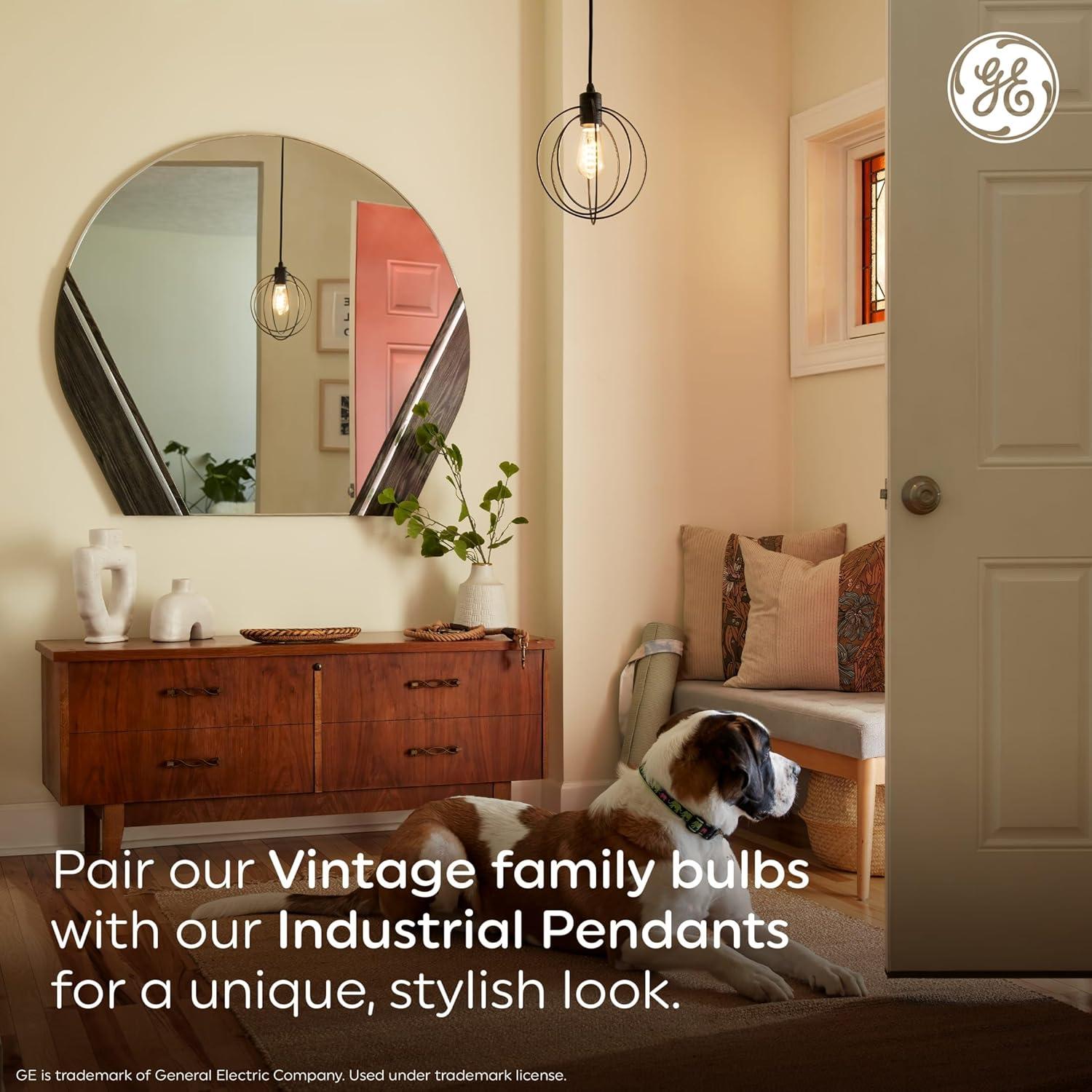 imageGE Vintage Style LED Light Bulbs 40 Watt Amber Finish Warm Candle Light Decorative Bulb Small Base 1 PackAmber