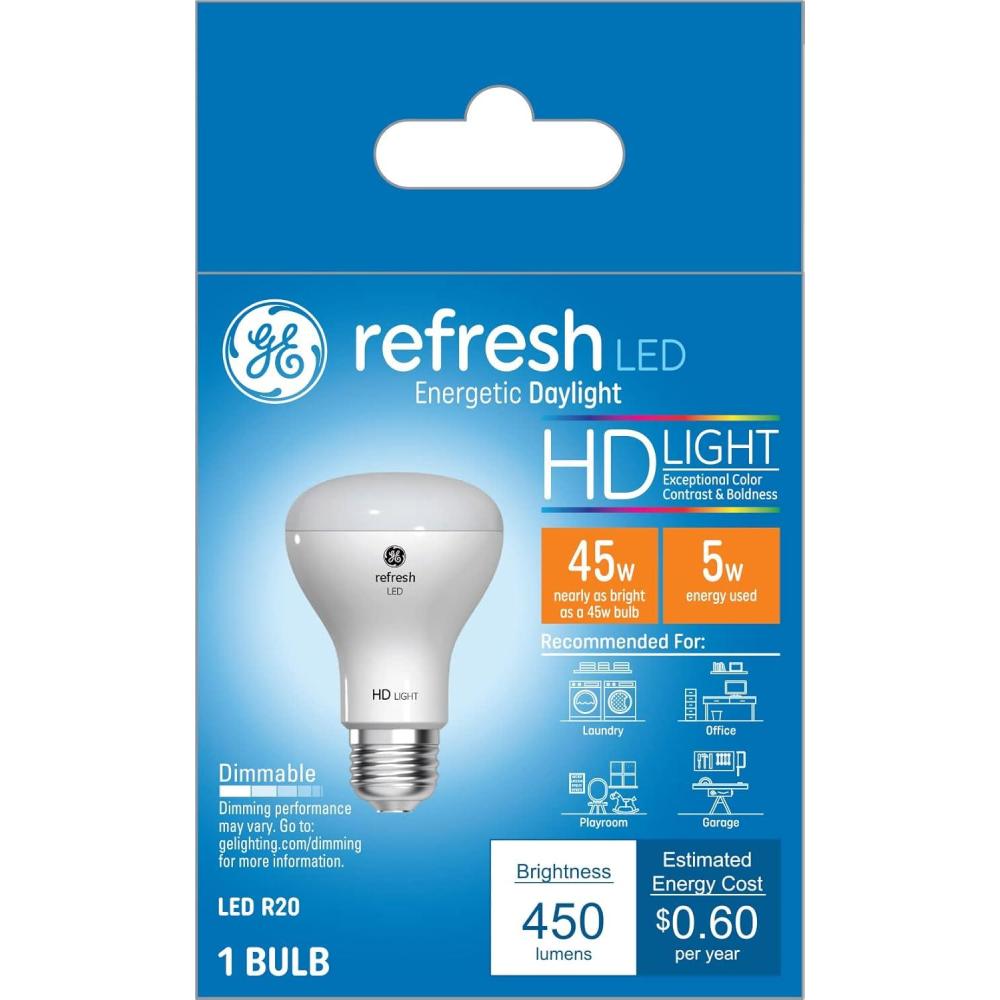 imageGE Refresh LED Light Bulb 45 Watt Daylight R20 Floodlight 1 Pack