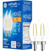 imageGE Refresh HD Bent Tip Dimmable LED Light Bulbs 40 Watt Replacement LED Light Bulbs 300 Lumen Candelabra Light Bulb Base Daylight 2Pack LED BulbsCA11