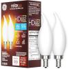 imageGE Relax LED Light Bulbs Candle Lights 60 Watts Soft White Frosted Decorative CA11 Bulbs Small Base 2 Pack2 Bulbs