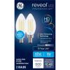 imageGE Reveal LED Light Bulbs Candle Lights 60 Watts Clear Decorative B11 Bulbs Small Base 2 Pack