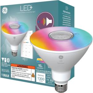 GE LED+ A21 LED Light Bulb, Indoor Color Changing Wireless Blutooth Speaker Light with Remote, 9W, Multicolor and Soft White (1 Pack)(Outdoor Warm White + Multicolor)
