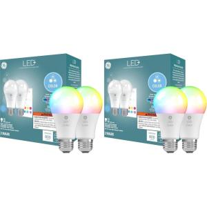 GE LED+ Color Changing LED Light Bulbs with Remote, 9.5W, No App or Wi-Fi Required, A19 (3 Pack)(2 Bulbs (Pack of 2))