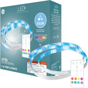 GE LED+ Color Changing LED Light Strip, 8W, Music Syncing Strip Light with Remote, College Dorm Light, Dorm Room Essentials, Bedroom Light, 16ft