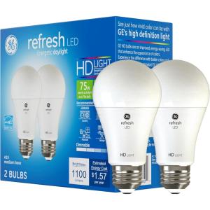 GE Refresh LED Light Bulbs, 10 Watts (60 Watt Eqv) Daylight HD Light, A19 Standard Bulbs (4 Pack)(2 Pack)