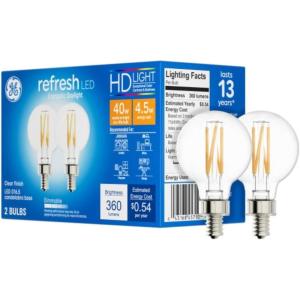 GE Refresh LED Light Bulbs, 40 Watt, Daylight, G25 Globe Bulbs, Clear, Medium Base (3 Pack)(Clear)