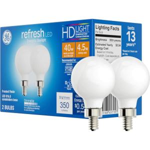 GE Refresh LED Light Bulbs, 40 Watt, Daylight, G25 Globe Bulbs, Clear, Medium Base (3 Pack)(Frosted)