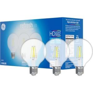 GE Refresh LED Light Bulbs, 60 Watt, Daylight, G25 Globe Bulbs, Medium Base (2 Pack)(3 Bulbs)
