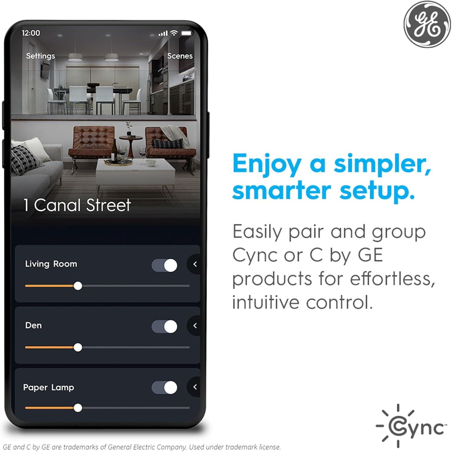 imageCync GE Dynamic Effects BR30 Color Changing Light Bulb with Music Sync RGB LED Light Bulb Room Dcor Aesthetic WiFi Smart Light 95 Watts Works with Amazon Alexa and Google 1 Bulbmulticolor Br30