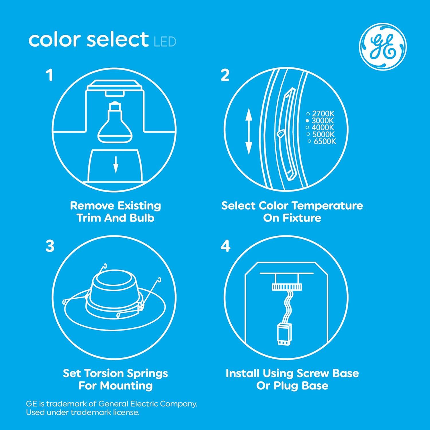 imageGE Color Select LED Recessed Downlight Fixture RS6 Indoor Floodlight 6Inch Multiple Color Temperatures 75 Watt Replacement 3 Pack1150 Lumens  Swivel Head