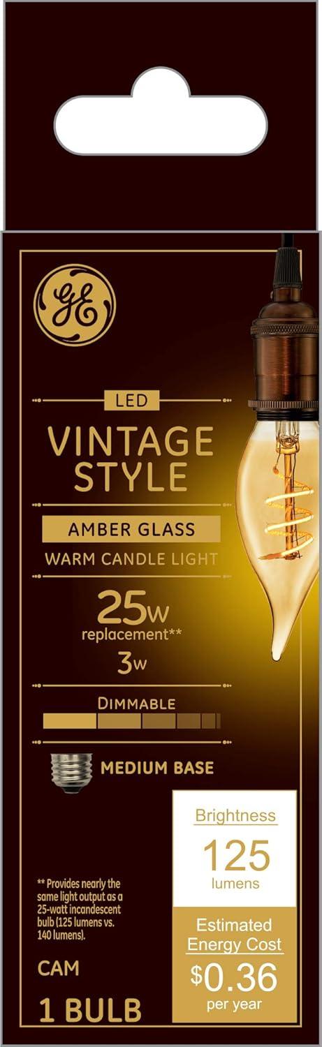 imageGE Vintage Style LED Light Bulb 25 Watt Amber Finish Decorative Bulb Medium Base 1 PackAmber