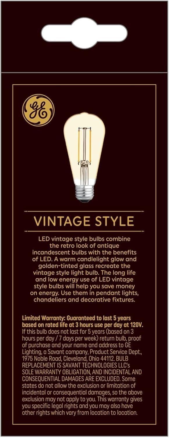 imageGE Vintage Style LED Light Bulbs 60 Watt Amber Finish ST19 Edison Style Bulbs 6 PackDecorative