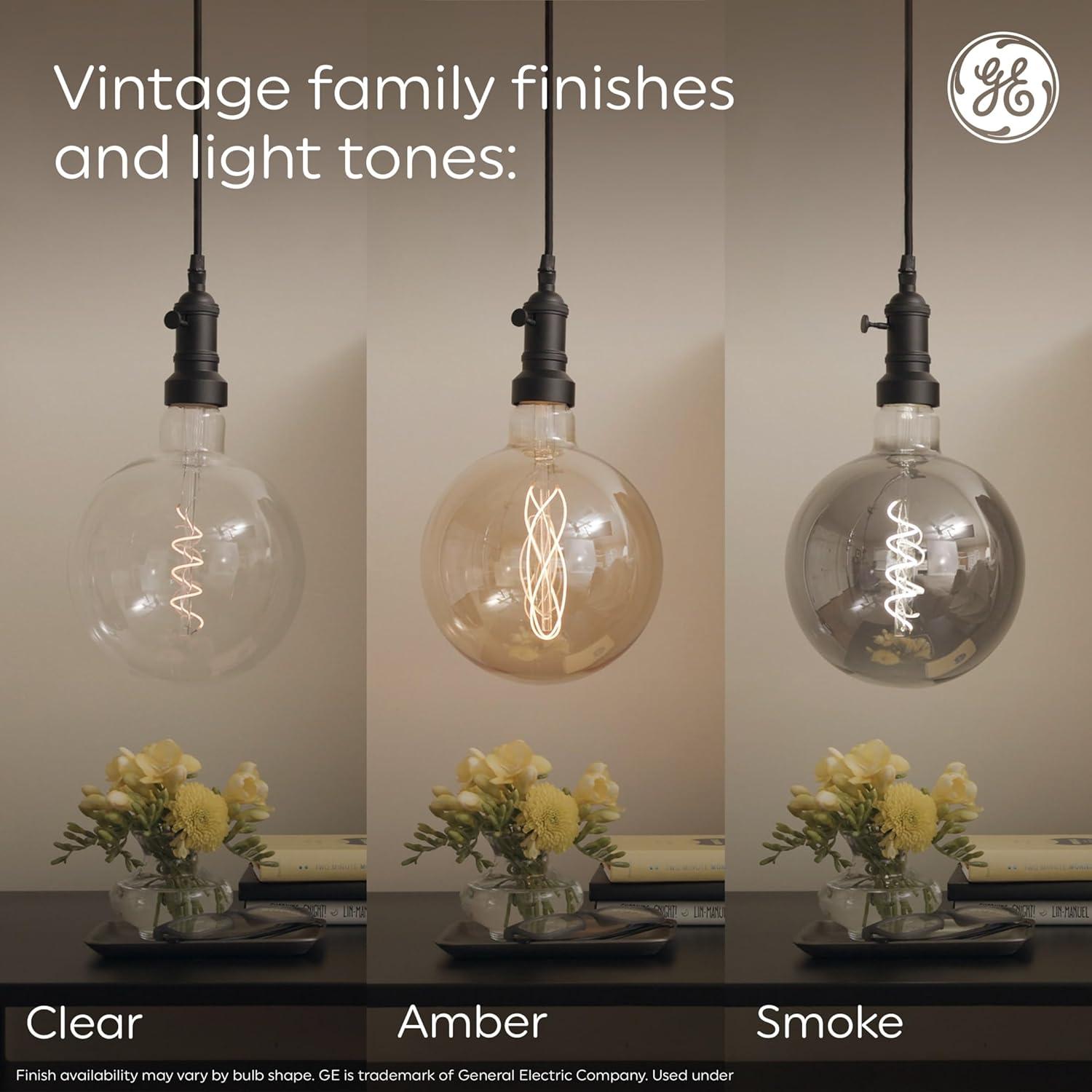 imageGE Vintage Style LED Light Bulbs 60 Watt Amber Finish ST19 Edison Style Bulbs 6 PackDecorative