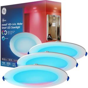 Cync GE Reveal Smart LED Recessed Downlight, Color Changing WiFi Light, Matter Compatible, Compatible with Alexa and Google Home, 6in, 2-Pack(1000 Lumens)