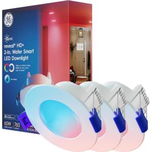 Cync GE Reveal Smart LED Recessed Downlight, Color Changing WiFi Light, Matter Compatible, Compatible with Alexa and Google Home, 6in, 2-Pack(760 Lumens)