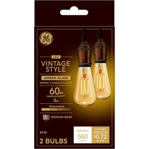 GE General Electric Vinta Small 40W Amber ST19 (2-Pack)(Amber)