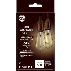 GE General Electric Vinta Small 40W Amber ST19 (2-Pack)(Clear)