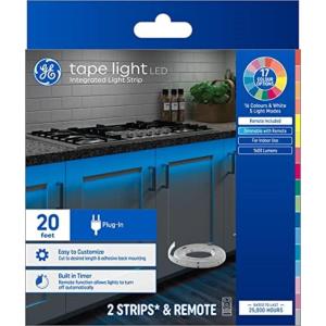 GE LED Tape Light Color Changing Plug-in Light Fixture with Remote, No App or Wi-Fi Required, 12in (4 Pack)(20 ft 1 pack)