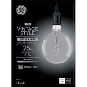 GE Vintage Style LED Light Bulb, 40 Watt, Amber Finish, PS52 Large Pear Shaped Bulb (1 Pack)(Smoke)