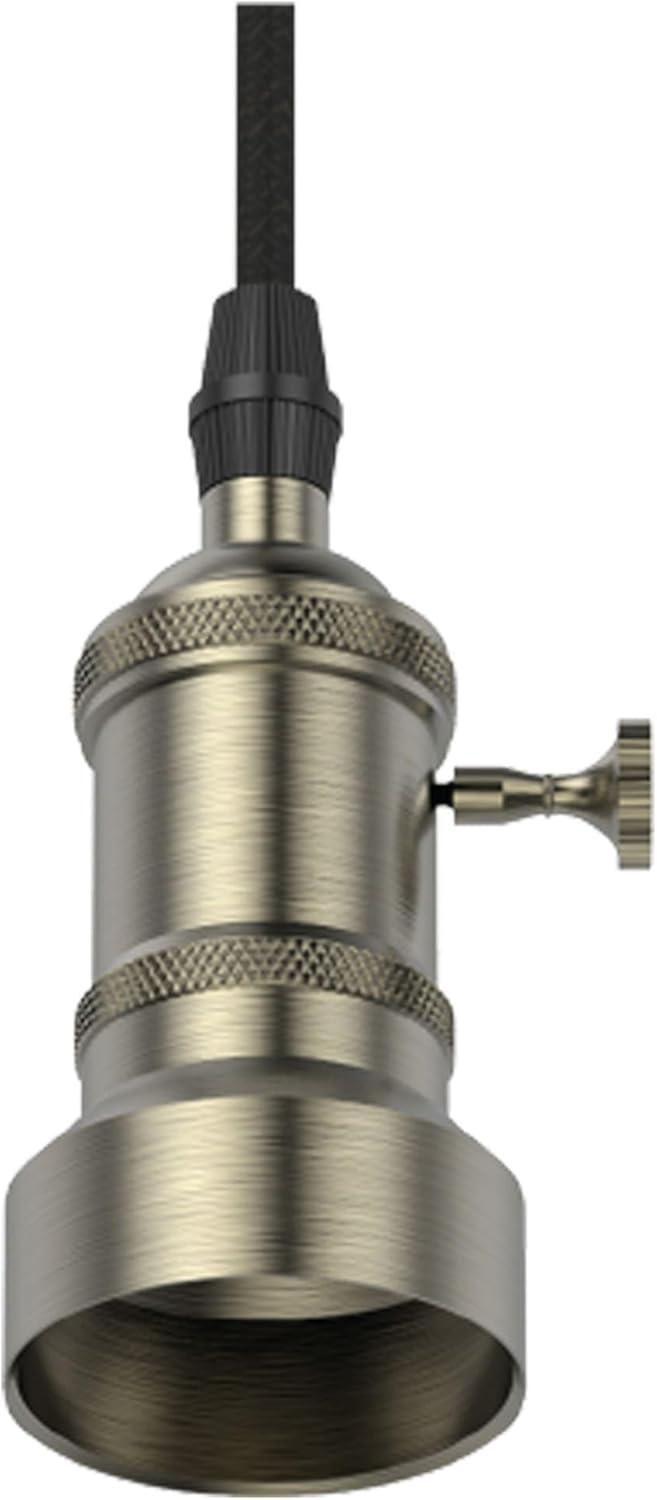 imageGE Vintage Style Light Fixture Gun Metal with Black Cord 1 PackGun Metal