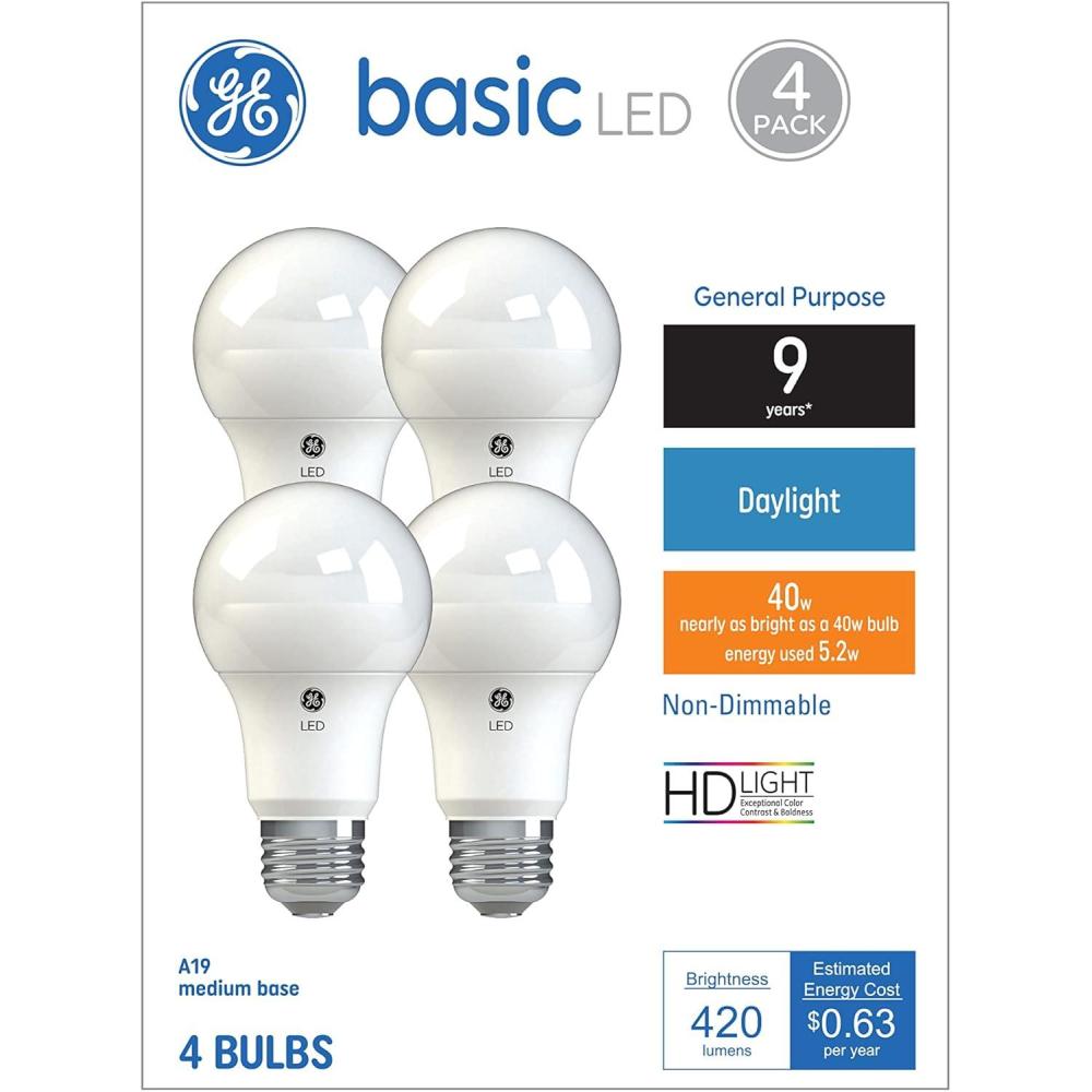imageGE Basic LED Light Bulbs 40 Watt Soft White A19 8 PackDaylight