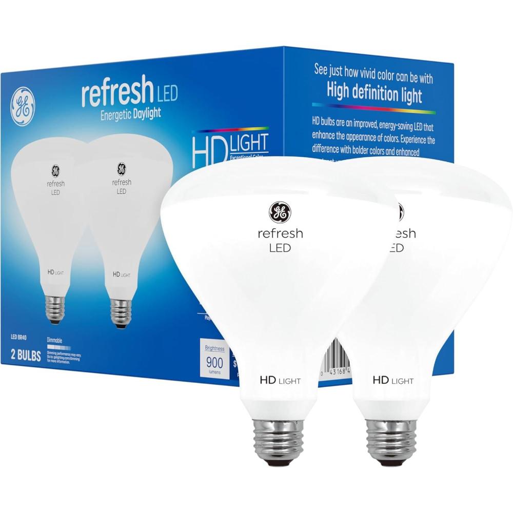 imageGE Refresh LED Light Bulbs 65 Watt Daylight BR40 Indoor Floodlights 2 PackBR40