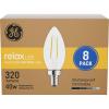 imageGE Relax LED Light Bulbs Candle Light Soft White 40 Watts Clear Decorative B11 Bulbs Small Base 8 Pack