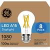 imageGE Ultra Bright LED Light Bulbs 100 Watt Equivalent Daylight Ceiling Fan Clear A15 Bulbs 8 Pack
