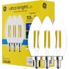 imageGE Ultra Bright LED Light Bulbs 100W Daylight Candle Lights Clear Decorative B12 Light Bulbs 3 Pack3 Pack