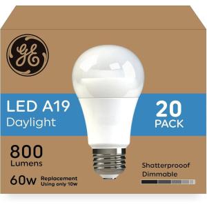 GE LED Light Bulb, 40 Watt Eqv, Daylight, A19 (4 Pack)(20 Pack)