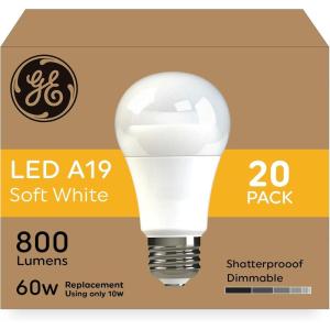 GE LED Light Bulbs, 60 Watt, Soft White, A19 (6 Pack)(20 Pack)