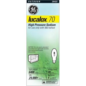 GE Lucalox High Pressure Sodium Light Bulb, B17 HPS Bulb, 70 Watt, Medium Base(1 Count (Pack of 1))