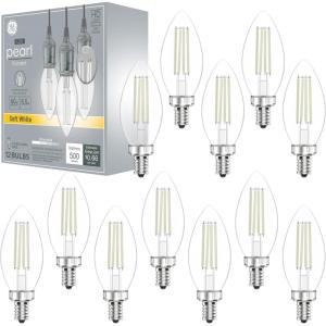 GE Pearl Filament LED Light Bulbs, B11 Decorative Candle Lights, High-Definition and Dimmable LED Bulbs, Soft White, 60-Watt Replacement, Small Candelabra Base, 12 Pack(Soft White)