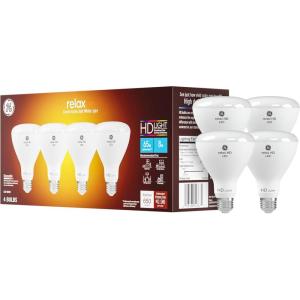 GE Relax LED Light Bulb, 65 Watt, Soft White, BR30 Indoor Floodlight (4 Pack)