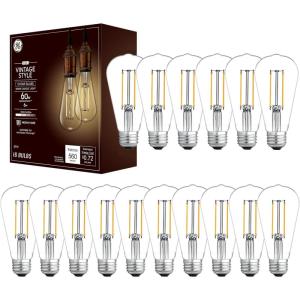 GE Vintage Style LED Light Bulbs, ST19 Edison Style Clear Glass Warm Candle Light, Energy Efficient and Dimmable LED Bulbs, 60-Watt Replacement, 15,000 Hours Lifespan, 8 Pack(Pearl Daylight (16-pack))