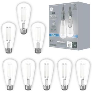 GE Vintage Style LED Light Bulbs, ST19 Edison Style Clear Glass Warm Candle Light, Energy Efficient and Dimmable LED Bulbs, 60-Watt Replacement, 15,000 Hours Lifespan, 8 Pack(Pearl Daylight)