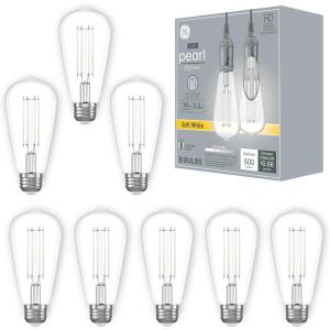 GE Vintage Style LED Light Bulbs, ST19 Edison Style Clear Glass Warm Candle Light, Energy Efficient and Dimmable LED Bulbs, 60-Watt Replacement, 15,000 Hours Lifespan, 8 Pack(Pearl Soft White)