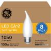 imageGE Ultra Bright LED Light Bulbs 100 Watt Equivalent Soft White Frosted CA12 Bulbs 8 Pack