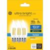 imageGE Ultra Bright LED Light Bulbs 100W Daylight Candle Lights Clear Decorative CA12 Light Bulbs Medium Base 3 Pack
