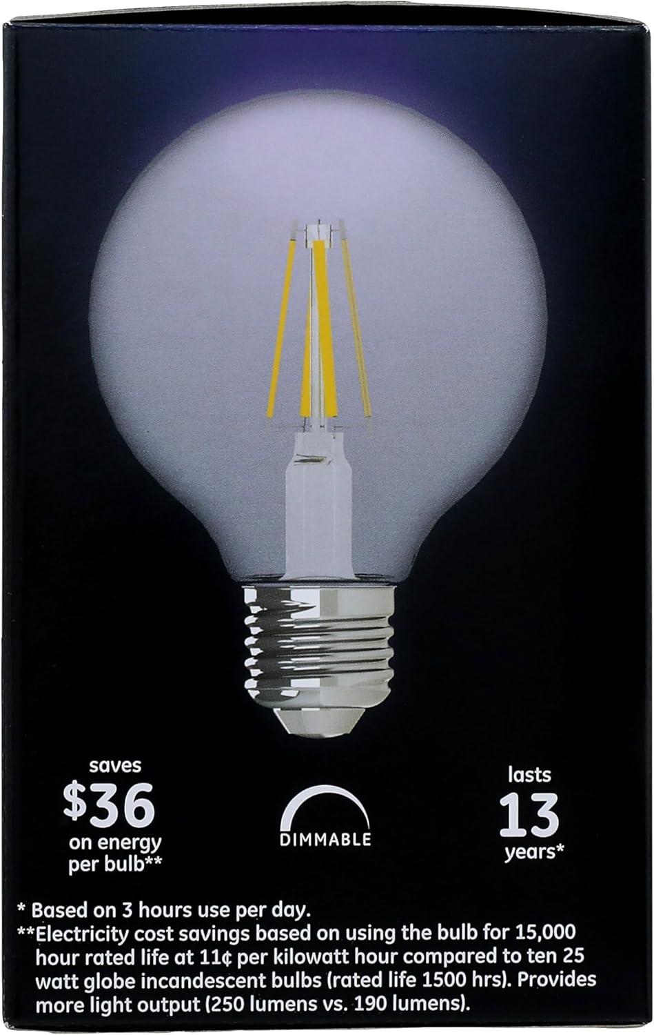 imageGE LED Light Bulbs 25 Watt Soft White G25 Globe Bulbs Clear Medium Base 2 Pack2 Pack