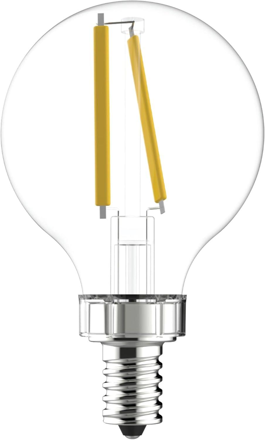 imageGE LED Light Bulbs 60 Watt Daylight G16 Globe Bulbs Clear Small Base 2 Pack2 Count Pack of 1