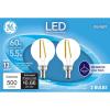 imageGE LED Light Bulbs 60 Watt Daylight G16 Globe Bulbs Clear Small Base 2 Pack2 Count Pack of 1