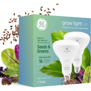 GE Grow Lights for Indoor Plants, BR30 Indoor Floodlight, LED Light Bulbs for Seeds and Greens with Balanced Spectrum, 25,000 Hours Lifespan, 16 PPF, 2 Pack (Packaging May Vary)(2 Pack)