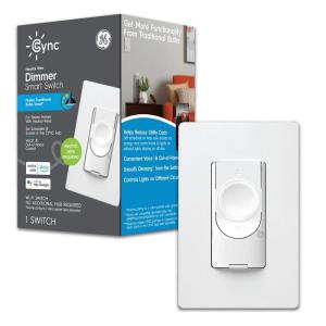 GE CYNC Smart Dimmer Light Switch, No Neutral Wire Required, Bluetooth and 2.4 GHz WiFi 3-Wire Switch, Works with Amazon Alexa and Google Home, White (1 Pack)(Dimmer (Neutral Wire Required))
