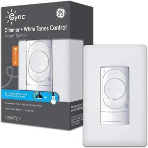 GE CYNC Smart Dimmer Light Switch, Wire-Free, Battery-Powered, Bluetooth and Wi-Fi Enabled (1 Pack)(Wire Free)