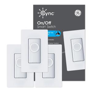 GE CYNC Smart Light Switch On/Off Button Style, No Neutral Wire Required Smart Switch, 2.4 GHz WiFi Works with Amazon Alexa and Google Home, White(Button 3PK)
