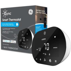 GE CYNC Smart Thermostat for Home, ENERGY STAR Certified, Smart Home Programmable Wi-Fi Thermostat, Works with Amazon Alexa and Google Home, Digital Touch Screen, Black