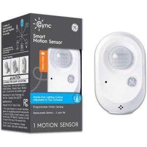 GE CYNC Wireless Smart Motion Sensor, Battery-Powered, Bluetooth Motion Sensor with Ambient Light Detection, Works with CYNC Smart Plugs, Switches and Bulbs, White(1 Pack)