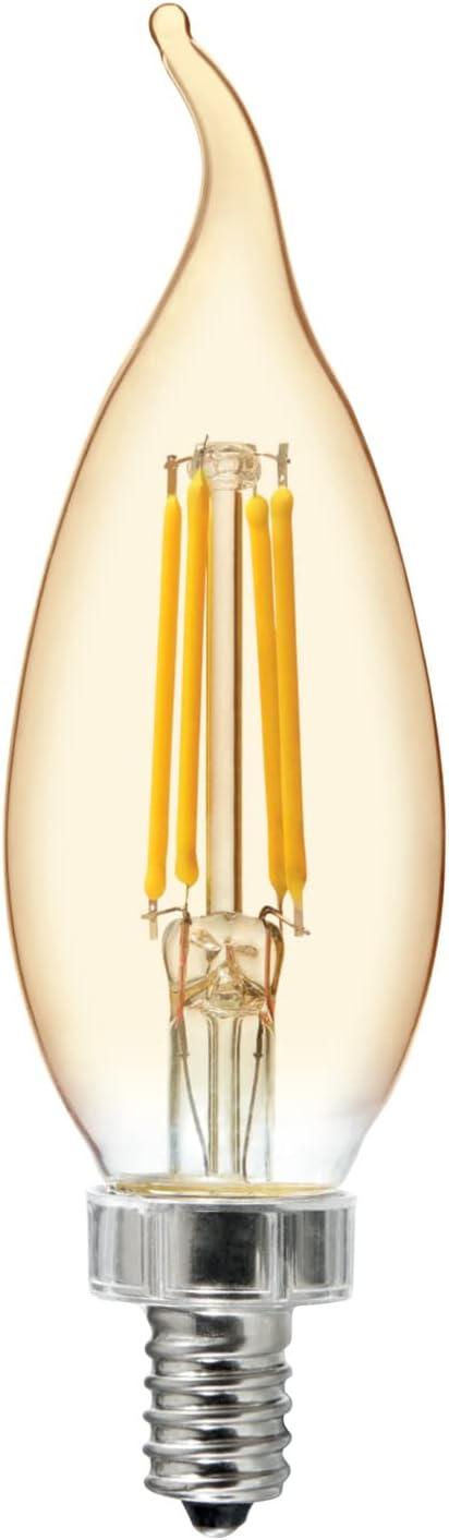 imageGE Vintage Style LED Candle Light Bulb 40W Amber Glass Decorative Light Bulb Medium Base 1 PackAmber Glass